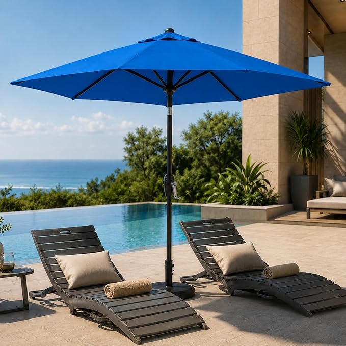 7.5ft Patio Umbrella, Outdoor Table Market Umbrella with Smooth Crank Lift, 6 Windproof Fiberglass Ribs, UPF50+ UV Protection for Deck, Pool, Garden and Backyard