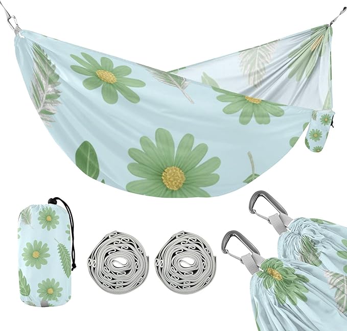 Green Flower Leaf Blue 330lb Capacity Outdoor Hammocks Cloth Hammock for Outside Patio Garden Silla hamacas para adultos