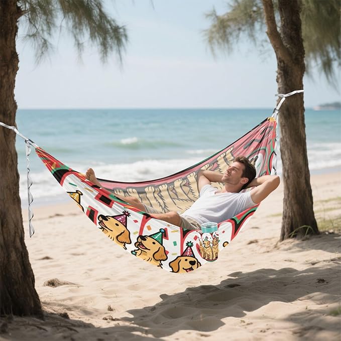 Cartoon Golden Retriever Dogs 330lb Capacity Outdoor Hammocks with Portabl Carry Bag Tree Hammock for Outside Patio Backyard Poolside soporte para hamacas para adultos