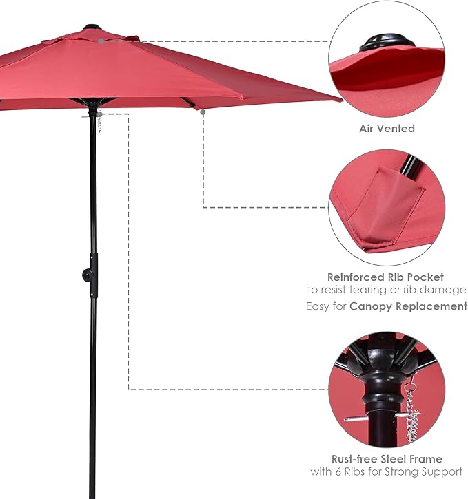 Yescom 7.5ft Outdoor Bistro Market Table Umbrella for Restaurant Cafe Rental Patio 250th Celebration Lawn Party Event Shade Yard Deck Railing Parasol