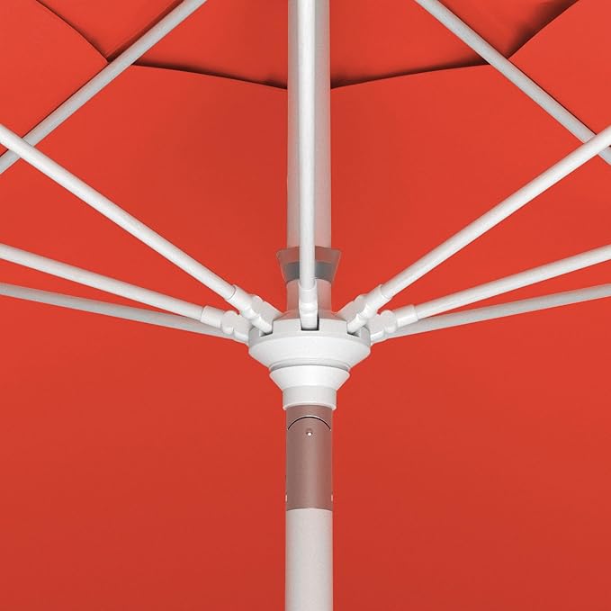 California Umbrella 11Ft Sunbrella Patio Umbrella, Fiberglass Ribs, Hand-Crank, Tilt-Collar, White Frame, Melon Fabric