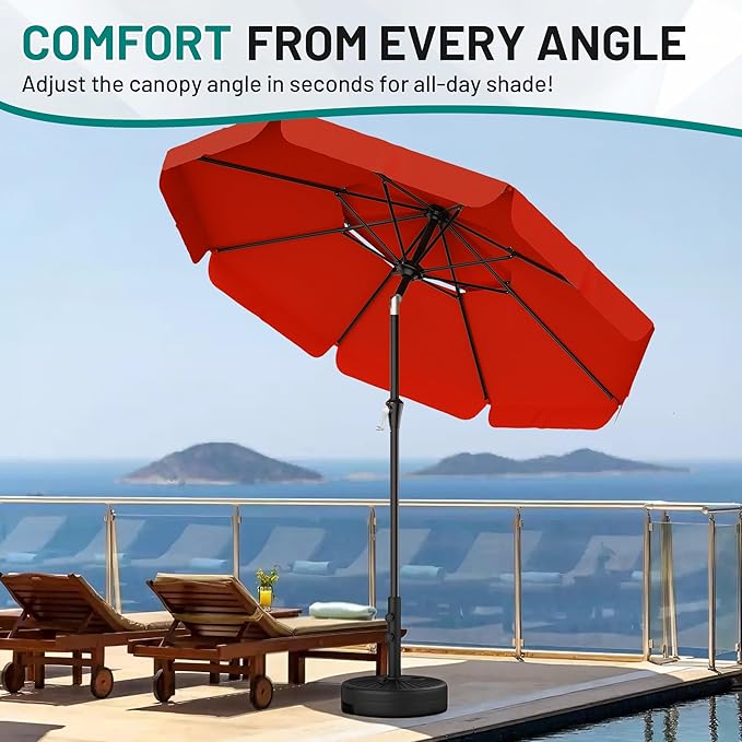 AreShark 9ft 2-Tier Patio Umbrella with Valance - Outdoor Umbrella Waterproof UV Protection, Market Table Umbrella w/Push Button Tilt&Crank for Pool, Porch, Garden(Orange)