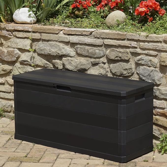 Patio Storage Box Black Patio Garden Outdoor Storage Container, Furniture Deck Box 46.1"x17.7"x22" (Weight:17.31 lbs)