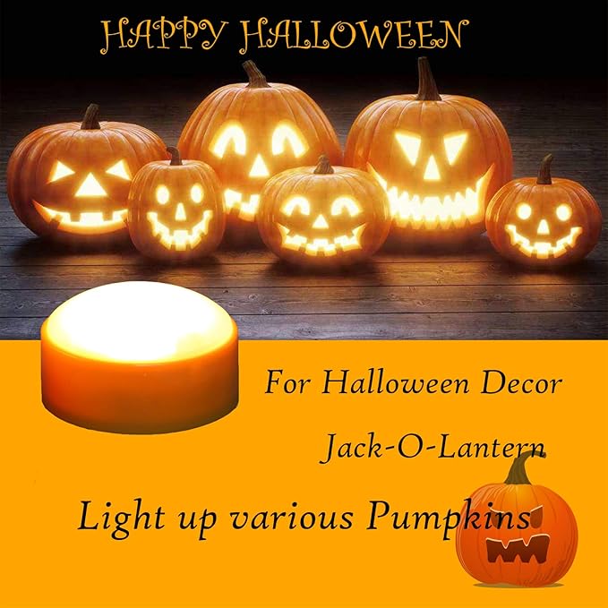 3 PCS Halloween Pumpkin Lights with Remote and Timer Battery Operated LED Decorative Bright Flickering Flameless Candle Set Bulk for Jack-O-Lantern Décor Party Home Christmas Decorations, Orange Color