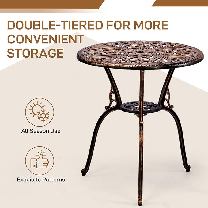 JHshop Bronze 3 Pieces Outdoor Patio Furniture Set, Garden Conversation Chairs with Table for Backyard Pool or Lawn,Balcony Furniture Sets, Table and Chairs -（Butterfly）
