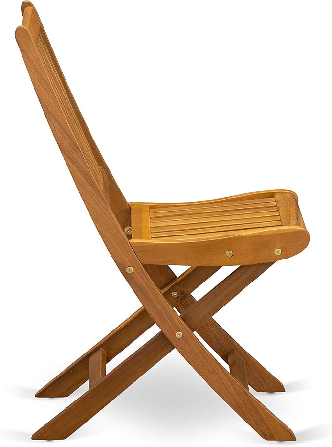 East West Furniture BSDK5CWNA 5 Piece Patio Dining Set Includes an Oval Outdoor Acacia Wood Table and 4 Folding Side Chairs, 36x79 Inch, Natural Oil
