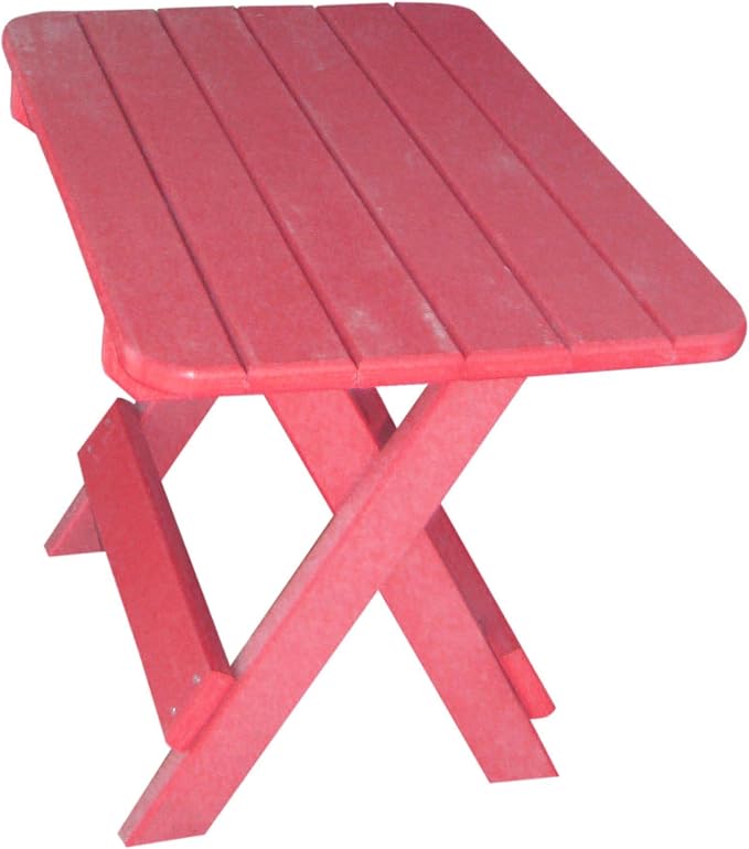 Phat Tommy Recycled Poly Resin Folding Side Table – Durable & Eco-Friendly. This Patio Furniture is Great for Your Adirondack Chair, Lawn, Garden, Swimming Pool, Deck. (Cranberry)