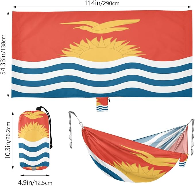 National Flag of Kiribati Hammocks with Portabl Carry Bag Backyard Hammock for Indoor Outdoor Patio