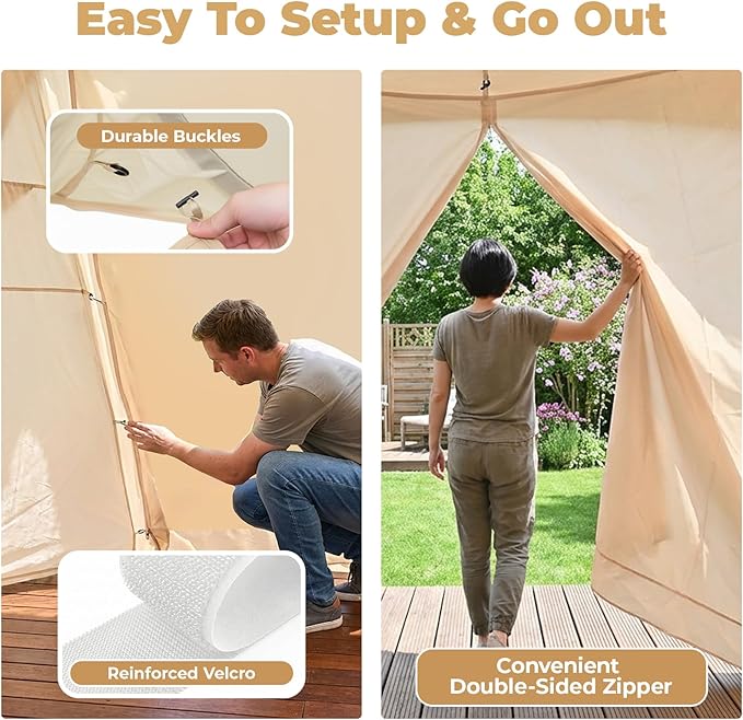Alvantor® 2 Pcs Polyester Door Curtains, Customized Sun Shade Curtain for Instant Gazebo, Waterproof & UV Protection, Privacy, Buckle Easy Setup, for Outdoor Canopy Pergola (Tent Not Included)