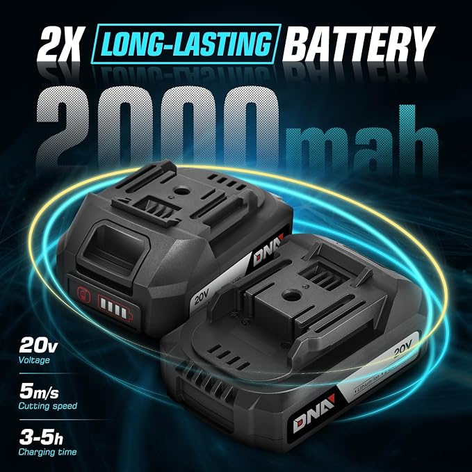 DNA MOTORING Mini Chainsaw, 6 Inch Electric Chainsaw Cordless Handheld Chainsaw with 2 20V 2000mAh Batteries, Small Chainsaw Electric Saw for Tree Trimming, Wood Cutting, Blue, TOOLS-00727-BL
