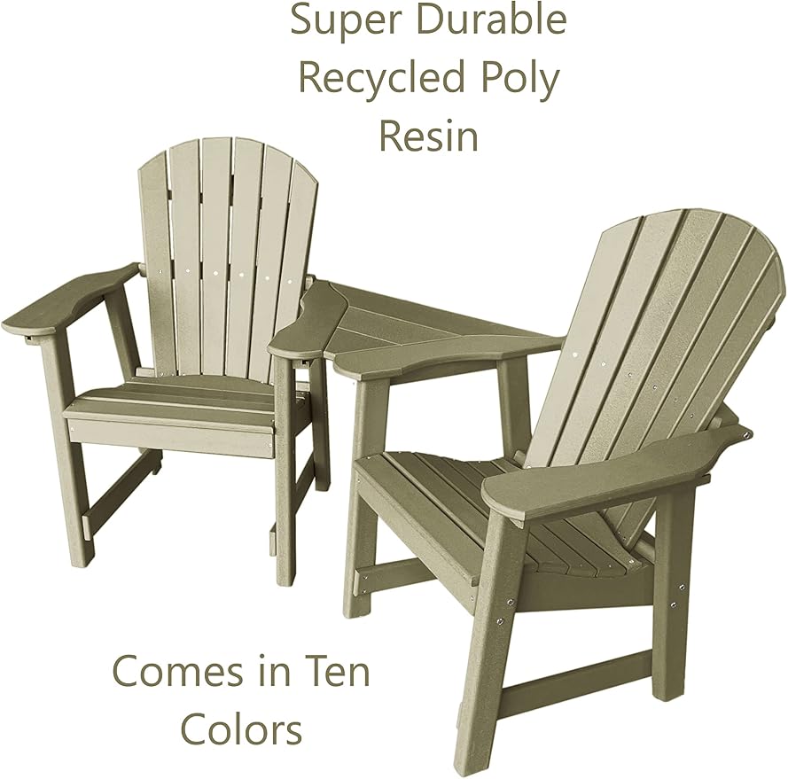 Phat Tommy 2 Chair Dining Table Set - Poly Outdoor Furniture - Small Patio Dining Set for Apartment Balcony Furniture, Recycled Poly Lumber Chairs and Table, Weatherwood