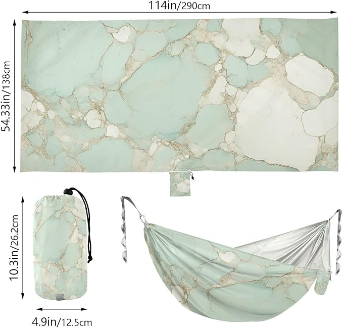Green Gold Luxury Marblexture 330lb Capacity Outdoor Hammocks with Portabl Carry Bag Portable Hammock for Indoor Outdoor Patio hamaca inflable para Piscina