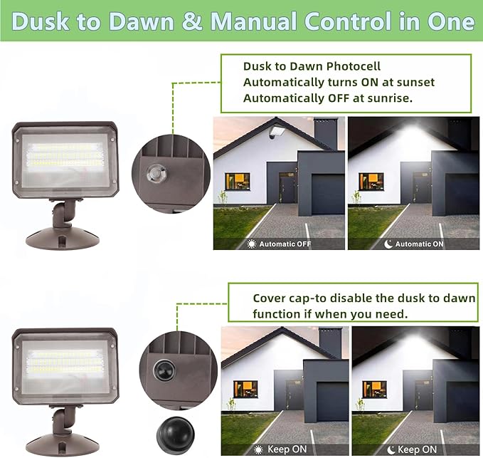40W Outdoor LED Flood Light Dusk to Dawn with Knuckle, 5600LM 500W Equivalent, 100-277V 5000K Daylight, ETL Commercial LED Flood Light Fixture, Outdoor Security Lighting for Landscape/Parking Lot