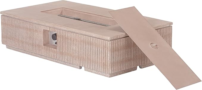 Christopher Knight Home Eden 5 Piece Patio Furniture Set with MGO Fire Pit+Tank Holder, 4-Seater Outdoor Acacia Wood Conversation Set with Cushions and Rectangular Fire Table,Light Teak+Beige+Natural