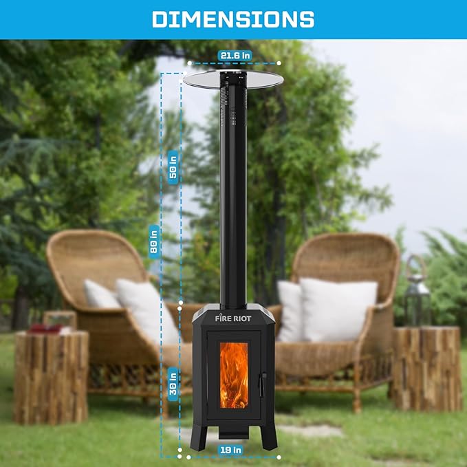 Outdoor Patio Heaters, 75,000 BTU Wood Pellet Outdoor Patio Heater with Glass Window, Pellet Heaters for Outdoor Use, Home, Gardens & Commercial