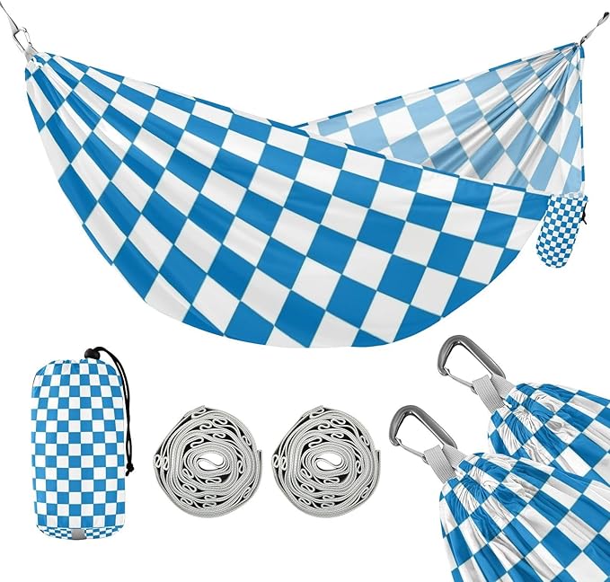 Blue and Yellow Checkerboard 330lb Capacity Outdoor Hammock Portable Hammock for Outside Patio Garden Base para poner hamaca