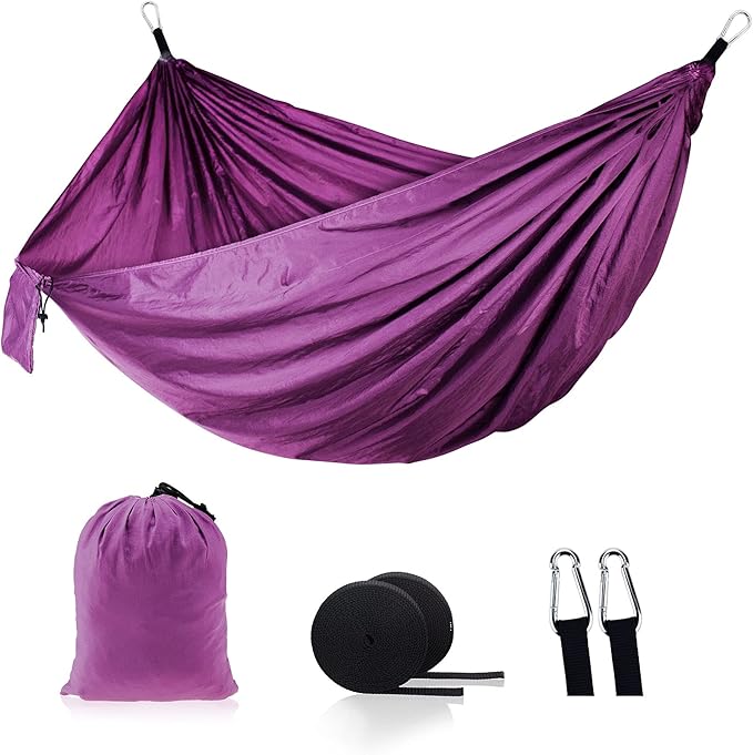 Camping Hammock, Camping Hammock Lightweight Parachute Nylon Portable Hammock with Tree Ropes and Carabiners, for Outdoors, Backpacking, Hiking, Camping, Travel, Beach, Backyard & Garden(#7)