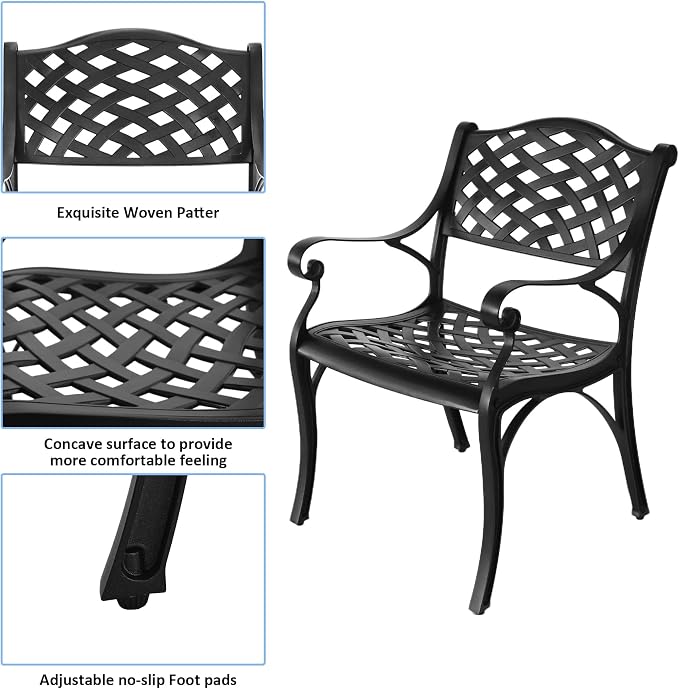 5 Piece Patio Dining Set, All-Weather Metal Outdoor Table and Chairs Set of 4, Cast Aluminum Patio Furniture Set for Patio, Garden, Backyard, Balcony