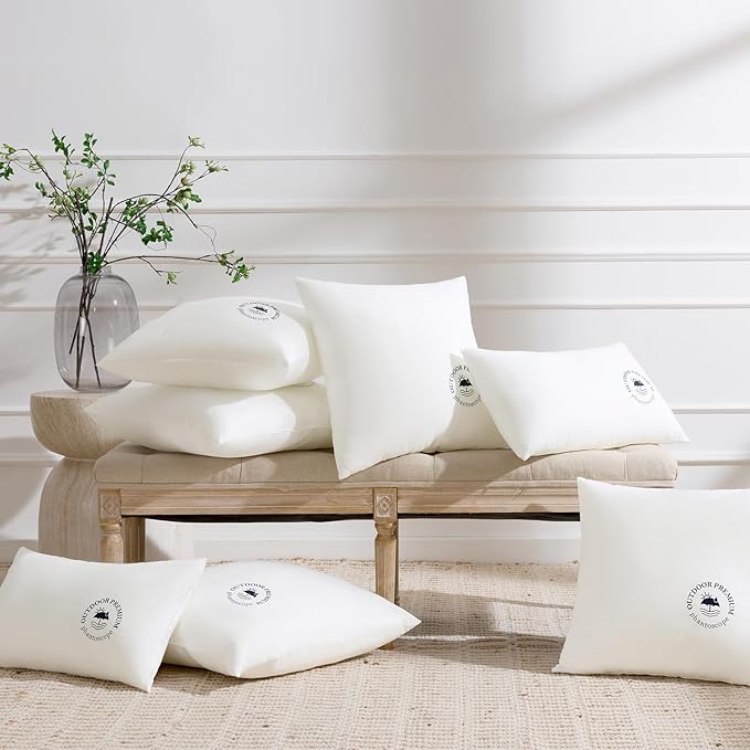 Phantoscope 18x18 Outdoor Pillow Inserts, Waterproof Outdoor Pillows 2-Pack | Water Resistant Outdoor Throw Pillow Inserts, Hypoallergenic Decorative Pillow Stuffers for Patio, Porch, Garden, Logo Design
