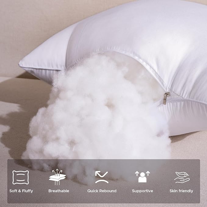 18x18 Outdoor Pillow Inserts Set of 4 Medium Size Waterproof Square White DecorativeThrow Pillow Inserts for Indoor Couch Sofa Beds Cushions Outdoor Patio Furniture Cushions