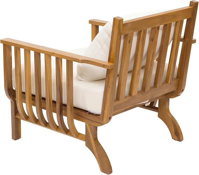 Merax 2 Piece 31.1" Mid-Century Modern Acacia Wood Outdoor Club Chair with Weather-Resistant Cushion, Patio Lounge Chair for Poolside, Deck, Backyard