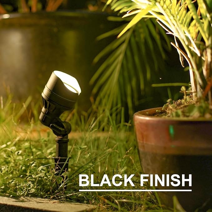 GOODSMAN Landscape Lighting 8PK Low Voltage Landscape Lights Led Low Voltage Landscape Spotlights 4.5W 205 Lumen Floodlights with Cable Connectors Metal Stakes 9127-96603-08A