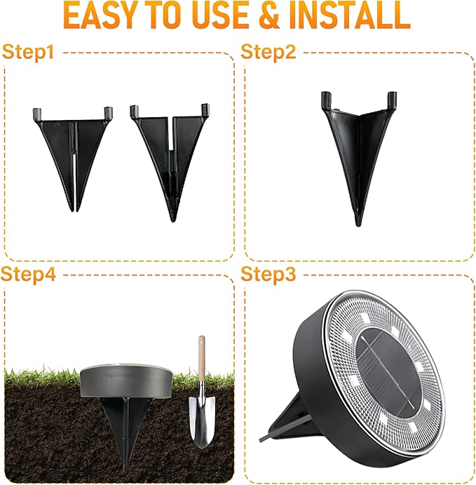 Siatom Solar Ground Lights 8 Pack, IP68 Waterproof Solar In-Ground Light for Outdoor, Flat Landscape Lighting, Garden Disc Light for Pathway, Walkway, and Yard - 8 Pcs (Cool White)