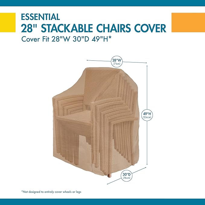 DUCKCOVERS Essential Water-Resistant 28 Inch Stackable Chair Cover, Patio Furniture Covers