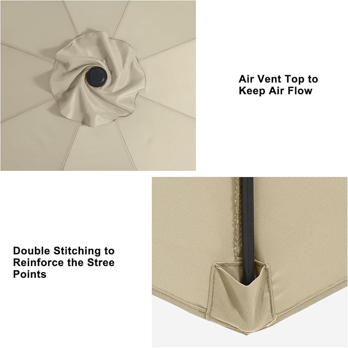 MASTERCANOPY Patio Umbrella 9 ft Replacement Canopy for 8 Ribs-Beige Canopy Only