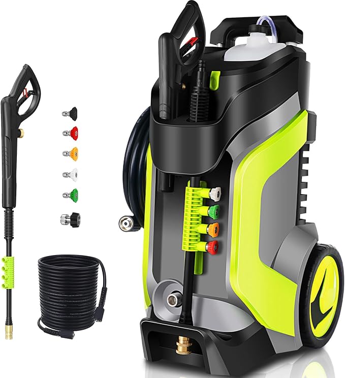 Electric Pressure Washer 5000PSI 4.0GPM Power Washers with M22-14mm Pressure Hose 33FT, Power Sprayers High Pressure with 1/4" QC Compatible Surface Cleaner for Home Cars Driveways, Green