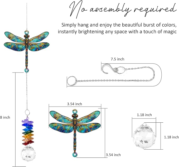 1 Layered Ornament Suncatcher - Dragonfly Gifts - Dragonflies Decor - Dragonfly Keepsake - Rainbow Maker - Hanging Home Decor - Christmas Birthday Gifts for Women, Men Friends, Sisters