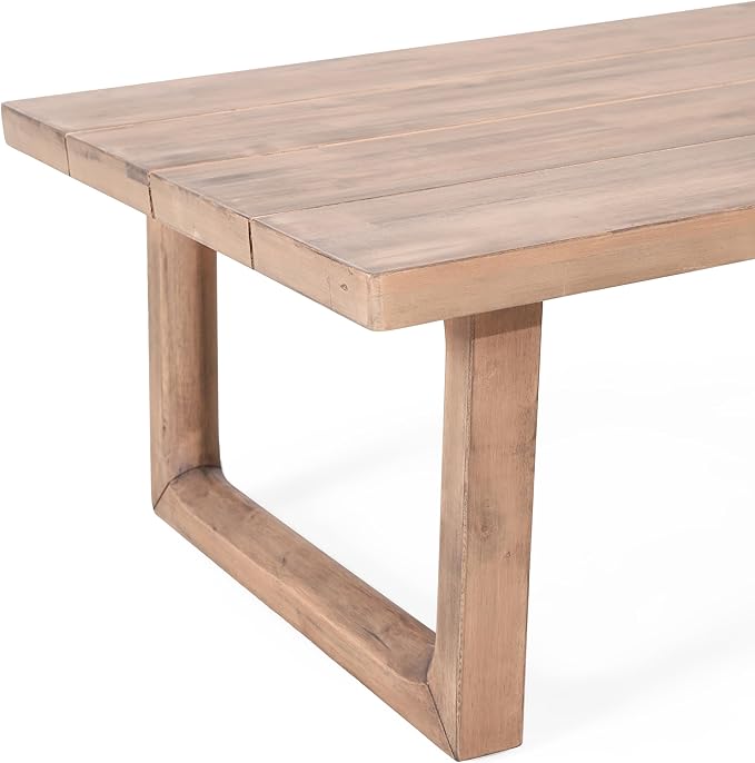 Christopher Knight Home Stefan Acacia Wood Outdoor Loveseat and Coffee Table Set with Cushions, 2 Piece Patio Conversation Set, Brown Wash, Beige