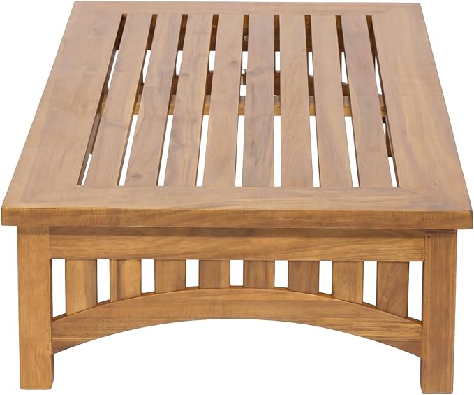 Christopher Knight Home 49" Acacia Wood Outdoor Coffee Table, Slatted Patio Table, Mid Century Modern Low Profile Small Outdoor Table Patio Furniture for Living Room Backyard Poolside Balcony, Natural