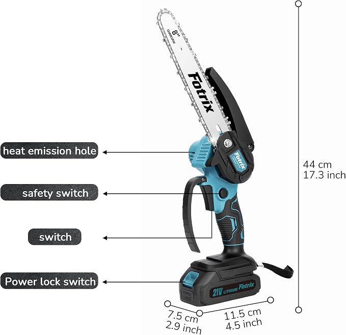 Mini Chainsaw, 8-inch Mini Chainsaw Cordless, Handheld Electric Power Chain Saw with 1 Batteries, for Tree Trimming Wood Cutting, Best Gifts for Father, Dad, Husband, Men