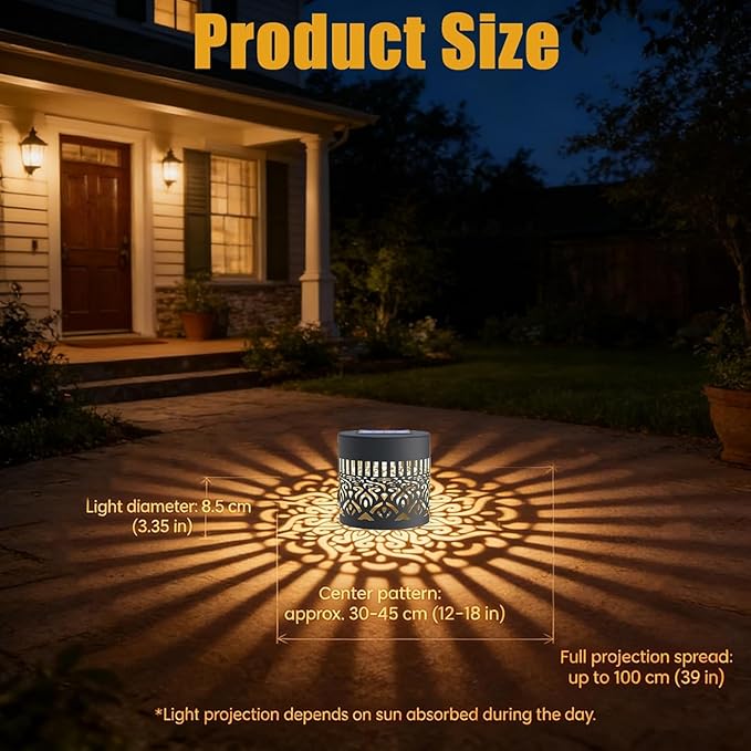 Decorative Solar Mandala Lights, 2026 New Mandala Solar Lights Outdoor, Mandala Theme Waterproof Fence Light, Shadow Projection Landscape Lighting for Backyard,Patio,Walkway,Lawn,Porch Decor (#B,2)