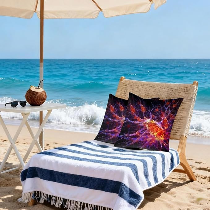 22x22 Inch Outdoor Pillow Covers Set of 2 Waterproof Throw Pillow Covers Decorative Couch Cushion Covers Magic Cells Square Pillowcases Protectors for Patio Garden Sofa
