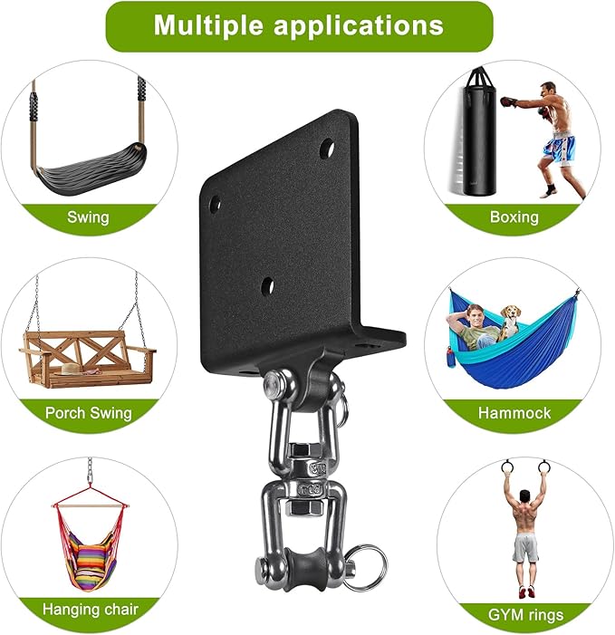 BeneLabel Heavy Duty Swing Hangers & Punching Bag Hanger - 1500 LB Capacity, 360° Rotation, Stainless Steel - Ideal for Hammocks, Yoga Swings, Boxing Bags