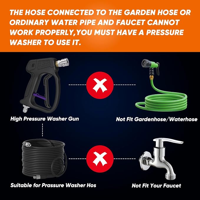 KONOSUBA Short Pressure Washer Gun 4500PSI with 360° Swivel,2 Adapter,5 Pressure Washer Nozzles,1/4" Quick Connector,3/8'' Quick Connect, M22-14/15 mm Fitting (Gun 4500PSI)
