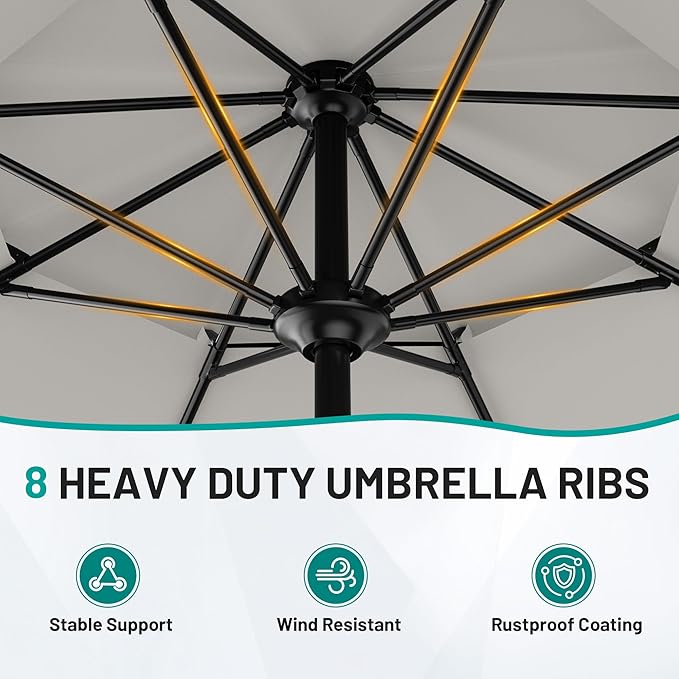 AreShark 10ft 2 Tiers Patio Umbrella - Outdoor Umbrella Waterproof UV Protection, Market Table Umbrella w/Push Button Tilt&Crank for Pool, Porch, Garden(Ivory)