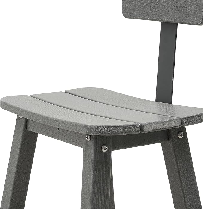 Bar Height Chairs Set of 2, HDPE Bar Height Outdoor Chairs, Weather Resistance Tall Adirondack Chairs Set of 2, Cafes, Swimming Areas, Patio, Garden and Kitchen Island, Grey