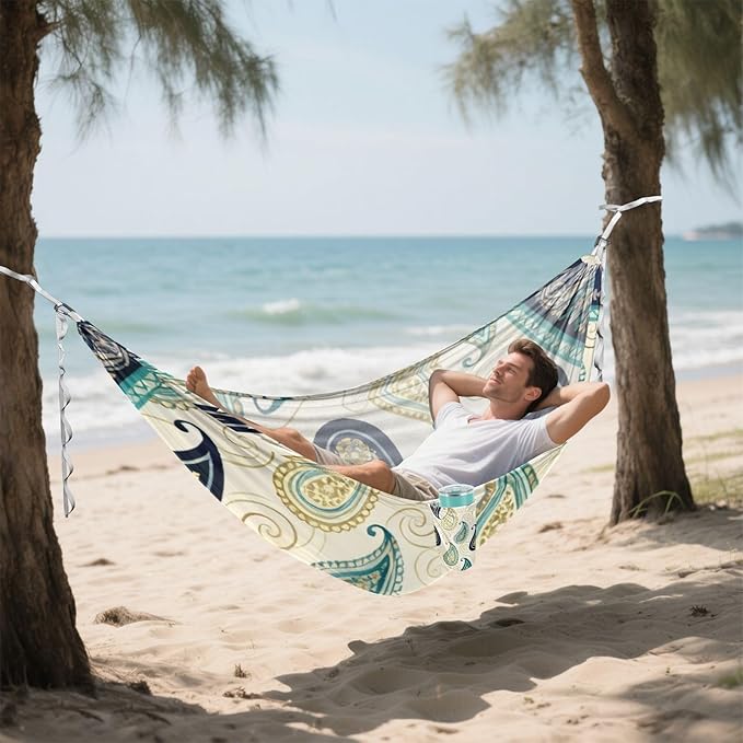 Golden Paisley Hammocks for Camping with Portabl Carry Bag Portable Hammock Indoor Outdoor Patio