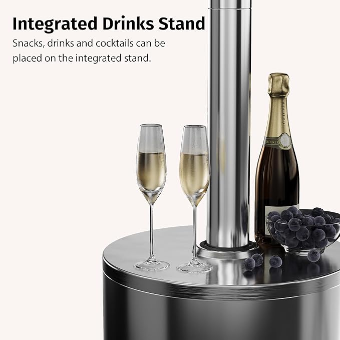 EAST OAK 50,000 BTU Patio Heater for Outdoor Use With Round Table Design and Wheels, Outdoor Patio Heater for Home and Commercial, Double-Layer Stainless Steel Burner, Stainless Steel