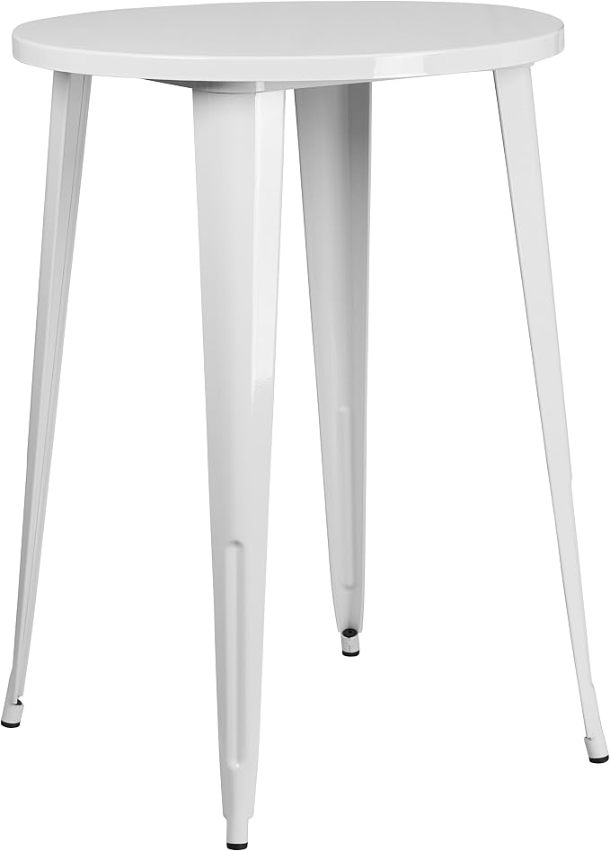 Flash Furniture Philip Commercial Grade 30" Round White Metal Indoor-Outdoor Bar Height Table