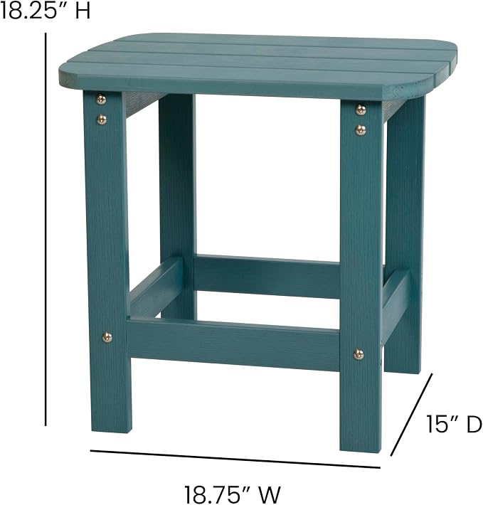 Merrick Lane Riviera Poly Resin Adirondack Style Side Table - Sea Foam - Indoor/Outdoor - All-Weather