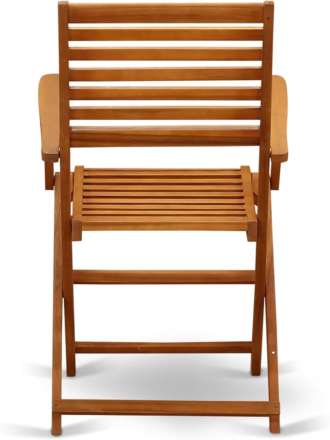 East West Furniture DEBS52CANA 5 Piece Outdoor Patio Dining Sets Includes a Rectangle Acacia Wood Table and 2 Folding Arm Chairs with 2 Side Chairs, 40x72 Inch, Natural Oil