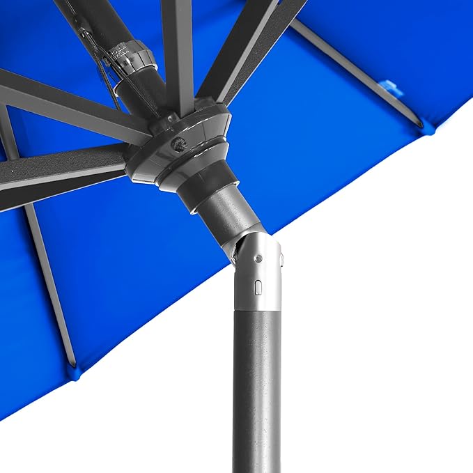 California Umbrella 12-Year-Non-Fading, 9Ft Premium Sunbrella Patio Umbrella, Hand-Crank, Button-Tilt, Gray Frame, Pacific Blue Fabric