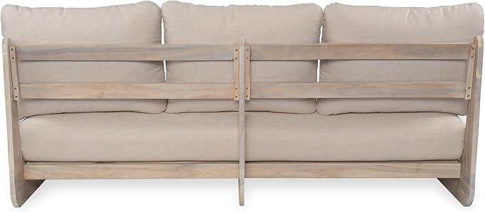 Christopher Knight Home Poppy 2 Piece Patio Conversation Set with Cushion, Acacia Wood 6 Seater Outdoor Sofa Chat Set, Outdoor Sectional Sofa Set of 2 for Patio Furniture Set, Antique Grey+Grey