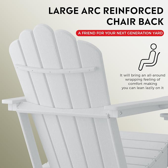 Costaelm Lakeview 5-Piece Adirondack Chair with Folding Ottoman and Table Set, White