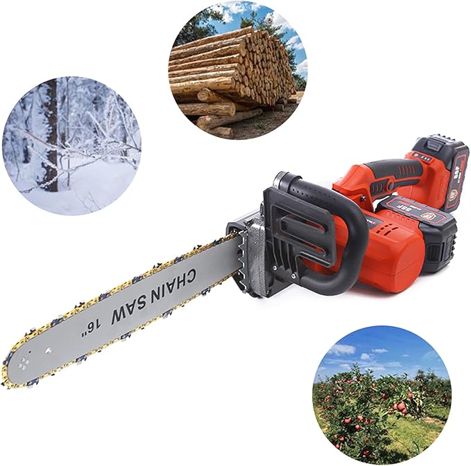 16” Chainsaw, Portable Electric Chain saws, Handed Woodcutting Chain Saw for Cutting Tree Wood with Tool Kit Chainsaw in Garden Farm (Electric,16Inch)
