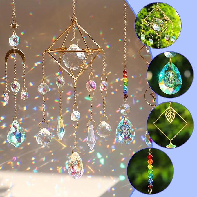 DIY Suncatchers, 400pcs Sun Catchers Supplies Kit Art and Crafts for Adults | Decorative Hanging Prism Suncatcher with Crystals Beads Ball Rainbow Maker for Indoor Windows Office Home Decor